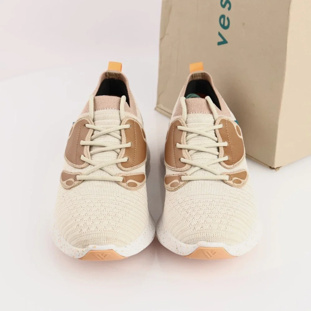 Vessi Womens Everyday 2.0 Move Sneaker Size 8 Waterproof Tan Knit Lace Up Shoes